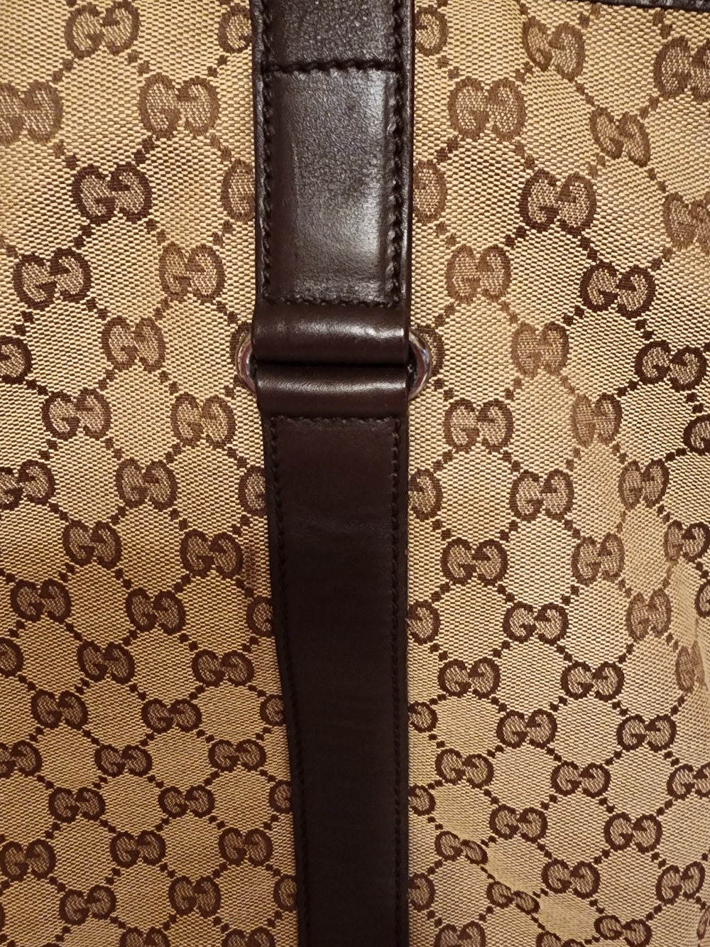 Gucci Beige GG Supreme Canvas Tote with Dark Brown Leather Trim - Picture 5 of 16